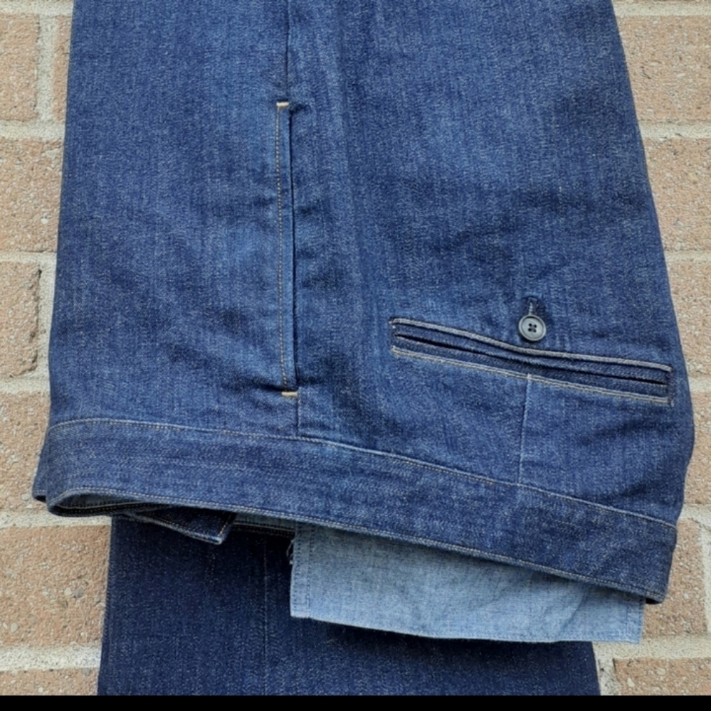 TALL Ralph Lauren 70s Flared Premium Retro Blue Denim Jeans W34×30 Long Inseam